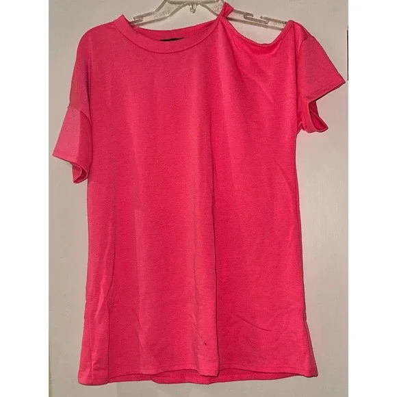 Heimish USA Neon Pink Cold Shoulder Top ~ S - Picture 2 of 2